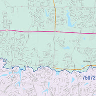 Colorcast Zip Code Style Wall Map of McKinney, TX