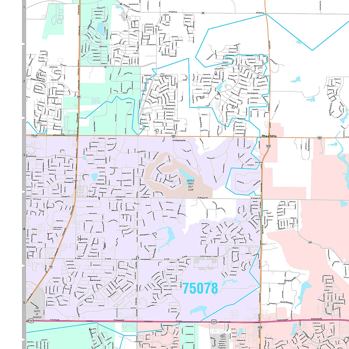 Premium Style Wall Map of McKinney, TX