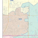 Colorcast Zip Code Style Wall Map of McKinney, TX