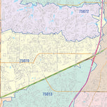 Colorcast Zip Code Style Wall Map of McKinney, TX