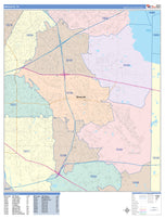 Colorcast Zip Code Style Wall Map of Mesquite, TX