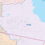Colorcast Zip Code Style Wall Map of Mesquite, TX