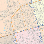 Colorcast Zip Code Style Wall Map of Midland, TX
