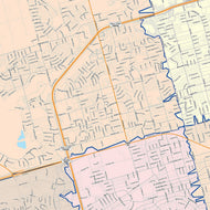Colorcast Zip Code Style Wall Map of Midland, TX