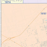 Colorcast Zip Code Style Wall Map of Midland, TX