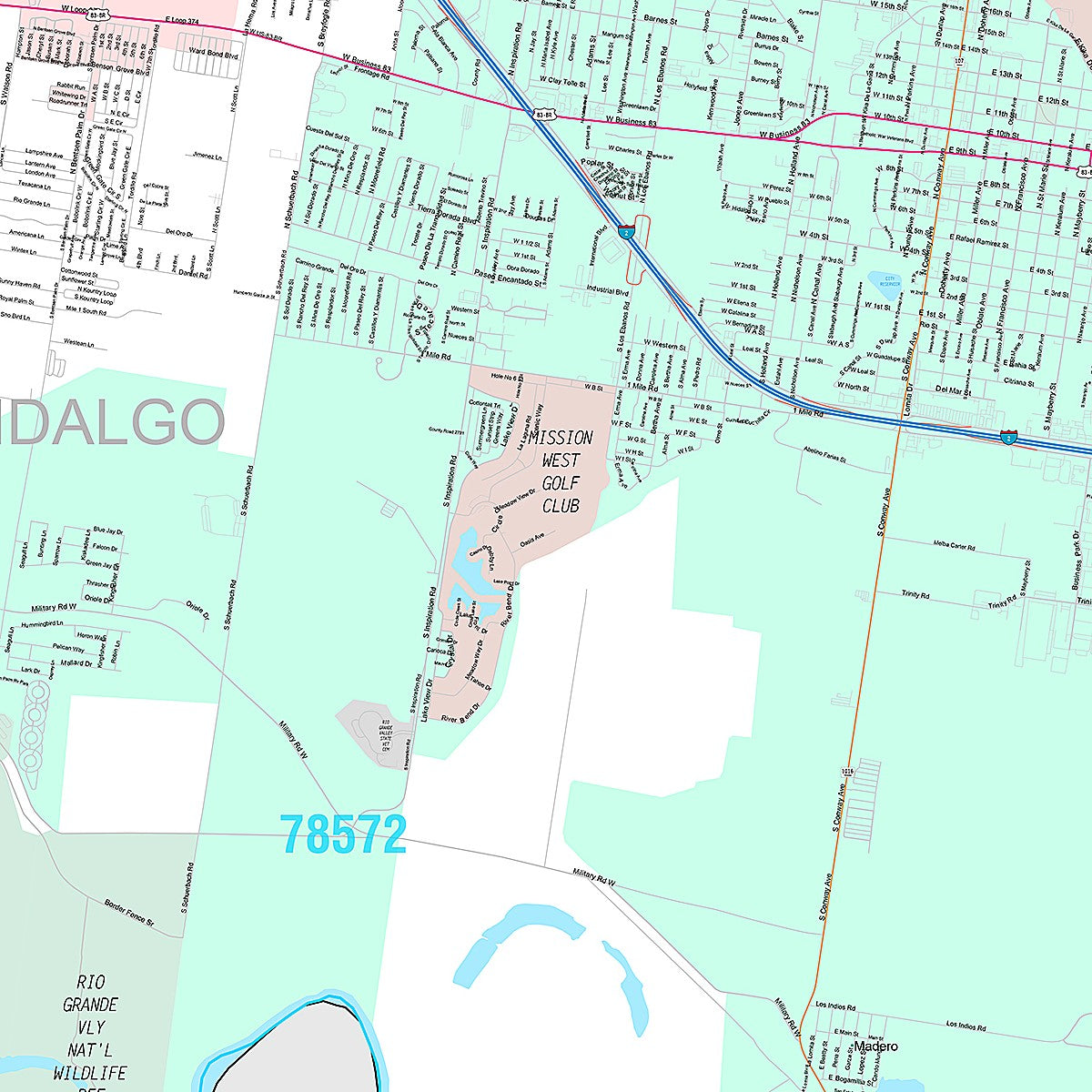 Premium Style Wall Map of Mission, TX