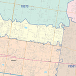 Colorcast Zip Code Style Wall Map of Mission, TX
