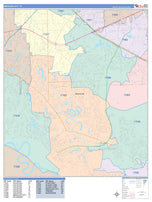 Colorcast Zip Code Style Wall Map of Missouri City, TX