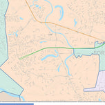Colorcast Zip Code Style Wall Map of Missouri City, TX