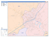 Colorcast Zip Code Style Wall Map of New Braunfels, TX