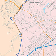 Colorcast Zip Code Style Wall Map of New Braunfels, TX