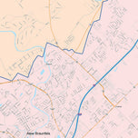 Colorcast Zip Code Style Wall Map of New Braunfels, TX