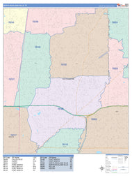 Colorcast Zip Code Style Wall Map of North Richland Hills, TX