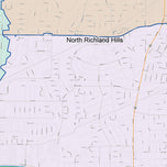 Colorcast Zip Code Style Wall Map of North Richland Hills, TX