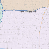 Colorcast Zip Code Style Wall Map of North Richland Hills, TX