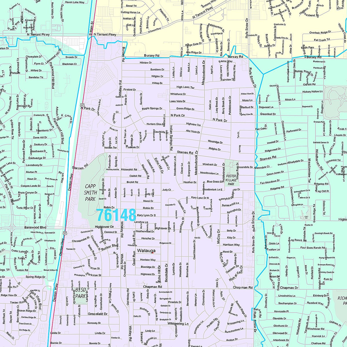 Premium Style Wall Map of North Richland Hills, TX