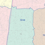 Colorcast Zip Code Style Wall Map of North Richland Hills, TX