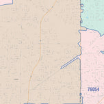 Colorcast Zip Code Style Wall Map of North Richland Hills, TX