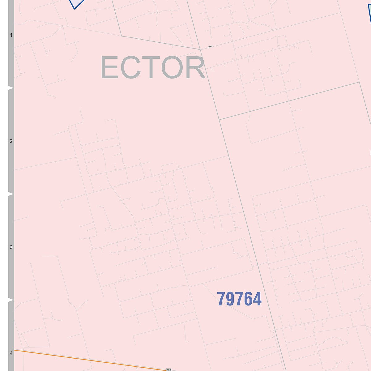 Colorcast Zip Code Style Wall Map of Odessa, TX