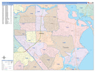 Colorcast Zip Code Style Wall Map of Pasadena, TX