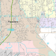 Premium Style Wall Map of Pasadena, TX