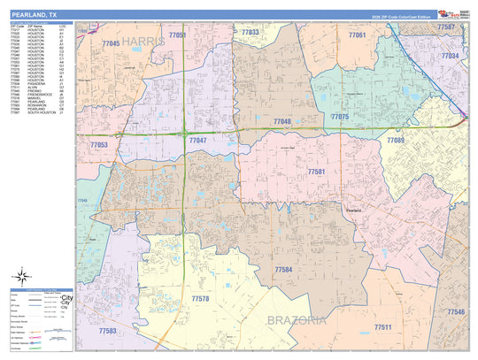 THE MAP 日産ディーゼル サービス網案内 Colorcast Zip Code Style Wall Map of Pearland, TX – Texas Map Store