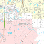 Premium Style Wall Map of Pearland, TX