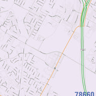 Colorcast Zip Code Style Wall Map of Pflugerville, TX