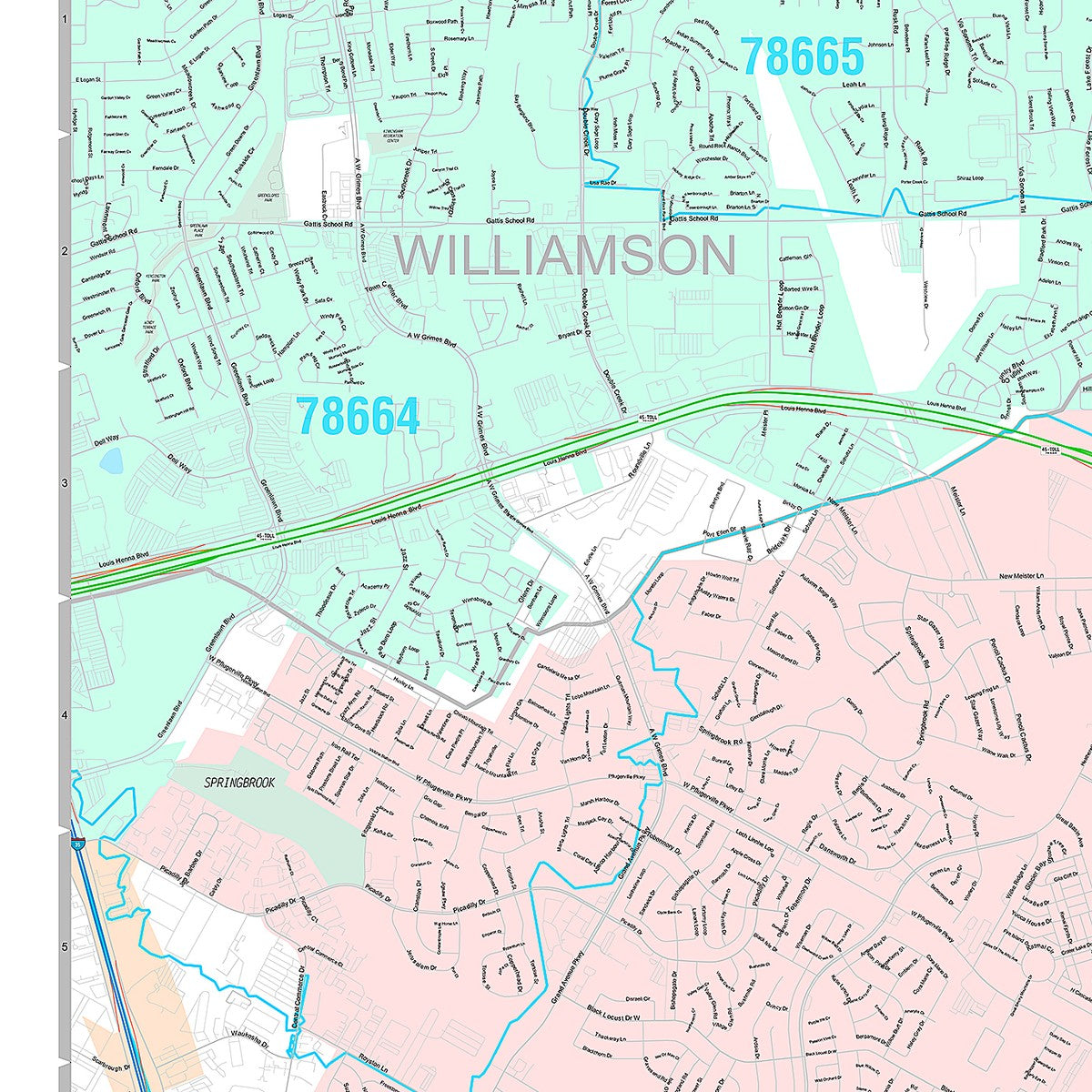 Premium Style Wall Map of Pflugerville, TX