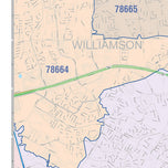Colorcast Zip Code Style Wall Map of Pflugerville, TX