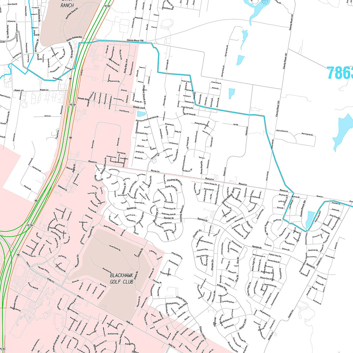 Premium Style Wall Map of Pflugerville, TX