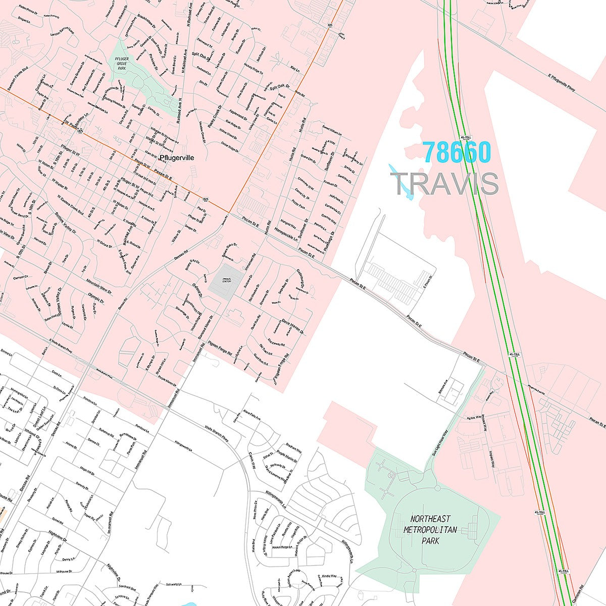 Premium Style Wall Map of Pflugerville, TX