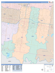 Colorcast Zip Code Style Wall Map of Pharr, TX