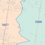 Colorcast Zip Code Style Wall Map of Pharr, TX