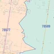 Colorcast Zip Code Style Wall Map of Pharr, TX