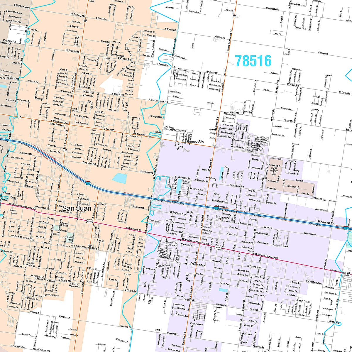 Premium Style Wall Map of Pharr, TX