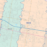 Colorcast Zip Code Style Wall Map of Pharr, TX