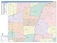 Colorcast Zip Code Style Wall Map of Plano, TX