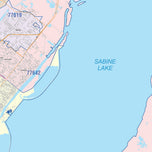 Colorcast Zip Code Style Wall Map of Port Arthur, TX