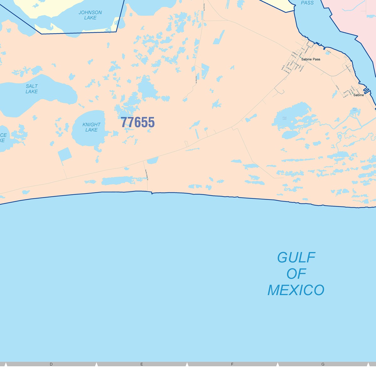 Colorcast Zip Code Style Wall Map of Port Arthur, TX
