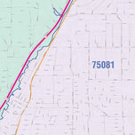 Colorcast Zip Code Style Wall Map of Richardson, TX