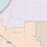 Colorcast Zip Code Style Wall Map of Richardson, TX