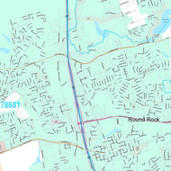 Premium Style Wall Map of Round Rock, TX