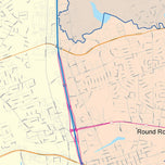 Colorcast Zip Code Style Wall Map of Round Rock, TX
