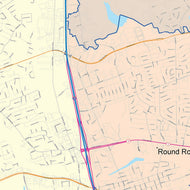 Colorcast Zip Code Style Wall Map of Round Rock, TX