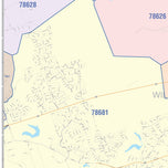 Colorcast Zip Code Style Wall Map of Round Rock, TX
