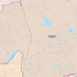 Colorcast Zip Code Style Wall Map of Round Rock, TX
