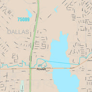 Premium Style Wall Map of Rowlett, TX