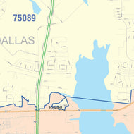 Colorcast Zip Code Style Wall Map of Rowlett, TX