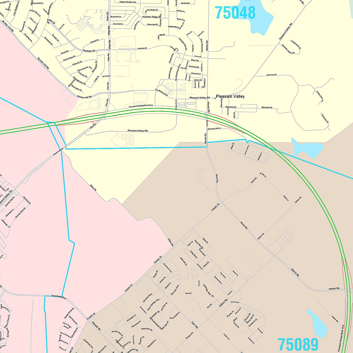 Premium Style Wall Map of Rowlett, TX